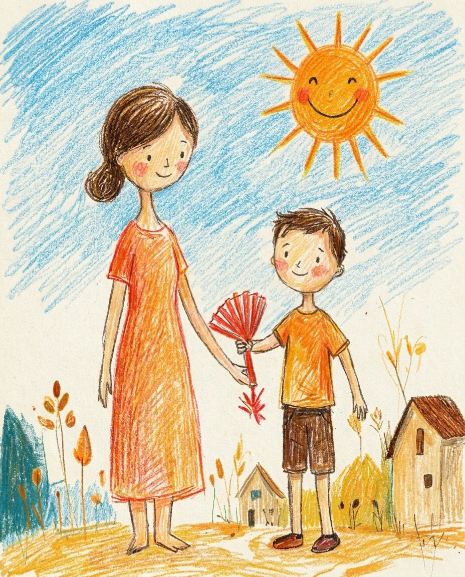 Dessin façon carnet d'enfant : une maman et son fils, l'histoire derrière Airzy